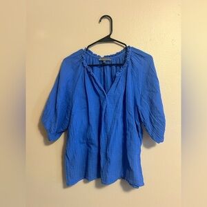 Elliott Lauren Blue Gauzy Blouse 100% Cotton Size Small